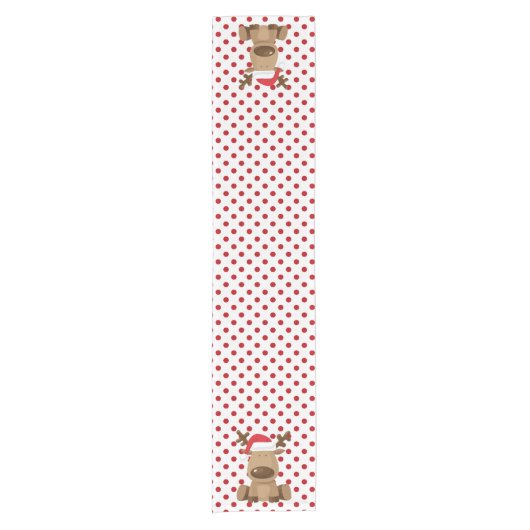 Kerst Tafel Runner Rendier Polka Dot Polkadot Korte Tafelloper (Voorkant)