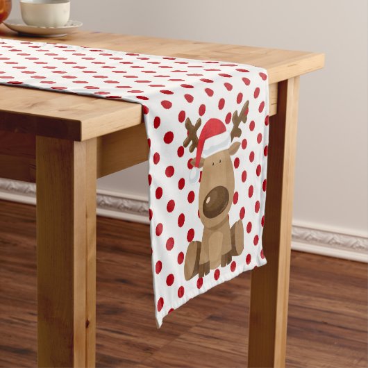 Kerst Tafel Runner Rendier Polka Dot Polkadot Korte Tafelloper (Voorbeeld)