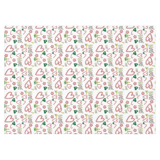 Kerst tafelkleed, pepermunt snoepjes Noel Tafelkleed (Voorkant (Horizontaal))