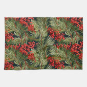 Kerst takken en bessen theedoek (Horizontaal)