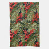 Kerst takken en bessen theedoek (Verticaal)