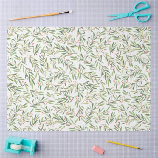 Kerst takken en bessen tissuepapier (Craft)