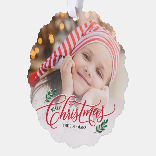 Kerst takken Foto Ornament Kerst Kaart (Links)