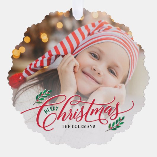 Kerst takken Foto Ornament Kerst Kaart (Voorkant)