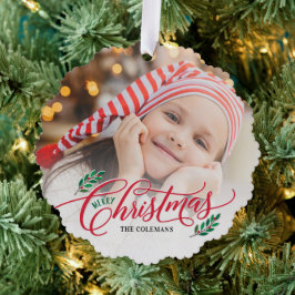 Kerst takken Foto Ornament Kerst Kaart