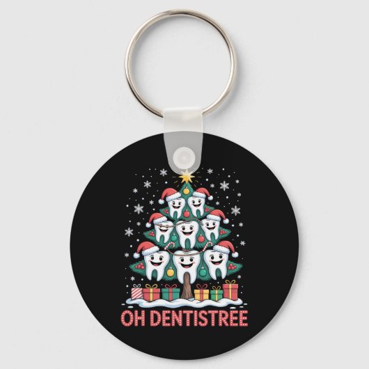 Kerst Tandartsenteam Oh Dentistree  Sleutelhanger (Voorkant)