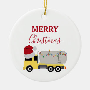 Kerst Tanker Truck Transport Trucks Keramisch Ornament