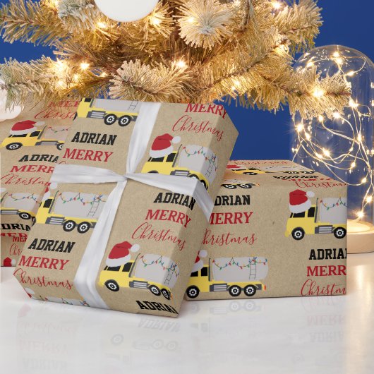 Kerst Tanker Truck Transport Trucks Kraft Cadeaupapier (Feestdagen)