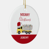 Kerst Tanker Truck Transport Trucks Naam Keramisch Ornament (Rechts)