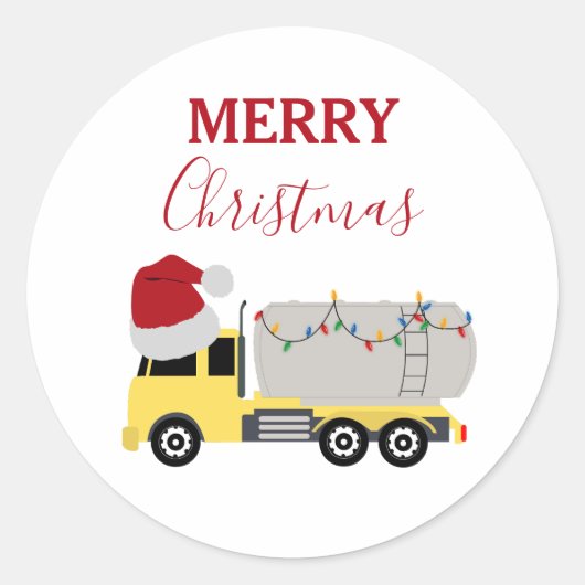 Kerst Tanker Truck Transport Trucks Ronde Sticker (Voorkant)