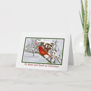 Kerst, Tante, Oom, Kardinaal Vogel, Sneeuw, Kaart