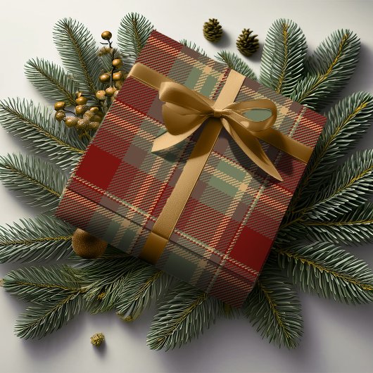 Kerst Tartan Brick Rood Groen ID1141A Cadeaupapier