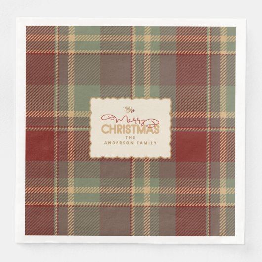 Kerst Tartan Brick Rood Groen ID1141A Servet (Voorkant)