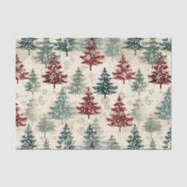 Kerst Tartan en Bomen Naadloos Tissuepapier