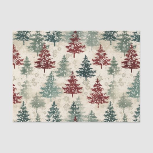 Kerst Tartan en Bomen Naadloos Tissuepapier (Voorkant)