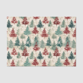 Kerst Tartan en Bomen Naadloos Tissuepapier