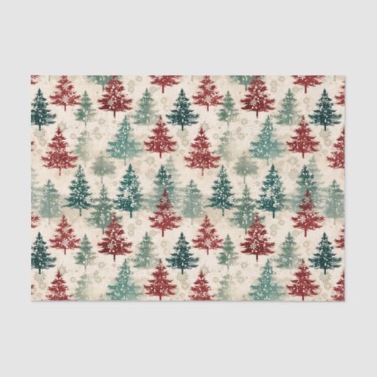 Kerst Tartan en Bomen Naadloos Tissuepapier (Voorkant)