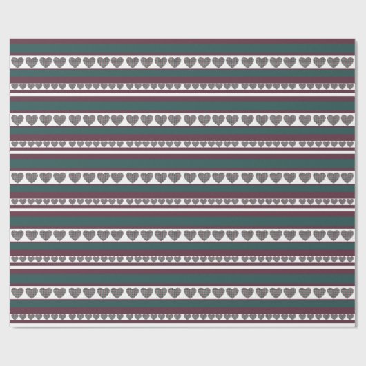 Kerst Tartan Hartenband Chic Pattern Cadeaupapier (Vlak)