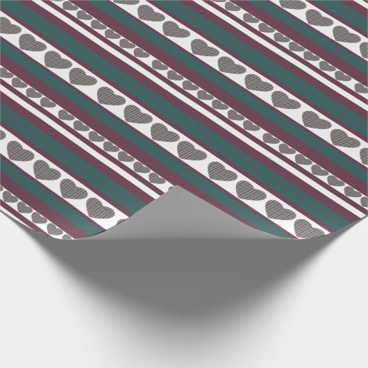 Kerst Tartan Hartenband Chic Pattern Cadeaupapier (Hoek)
