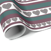 Kerst Tartan Hartenband Chic Pattern Cadeaupapier (Rol Hoek)
