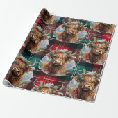 Kerst Tartan jager groen Highlander Koe Cadeaupapier (Uitgerold)