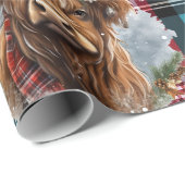 Kerst Tartan pacific blauw Highlander Koe Cadeaupapier (Rol Hoek)