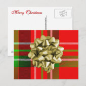 Kerst Tartan Patroon en boog Feestdagenkaart (Voorkant / Achterkant)