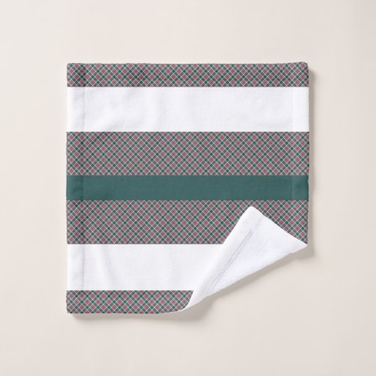Kerst Tartan patroon met strepen wit groen Bad Handdoek (Wasdoekje)