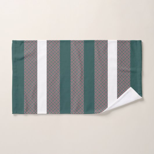 Kerst Tartan patroon met strepen wit groen Bad Handdoek (Handdoek)