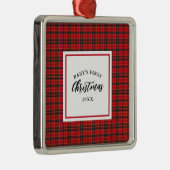 Kerst Tartan Plaid Baby's Eerste Kerstmis Metalen Ornament (Rechts)