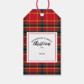 Kerst Tartan Plaid familienaam Cadeaulabel (Voorkant)