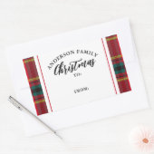 Kerst Tartan Plaid Familienaam Gift Rechthoekige Sticker (Envelop)