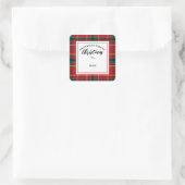Kerst Tartan Plaid Familienaam Gift Vierkante Sticker (Tas)