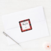 Kerst Tartan Plaid Familienaam Gift Vierkante Sticker (Envelop)