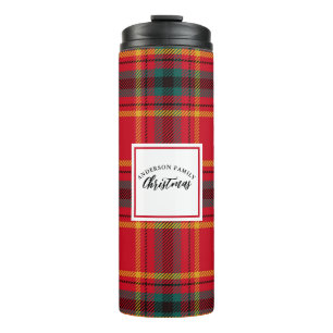 Kerst Tartan Plaid familienaam Thermosbeker
