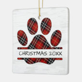 Kerst Tartan Plaid Paw Print Keramisch Ornament (Links)