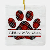 Kerst Tartan Plaid Paw Print Keramisch Ornament (Voorkant)