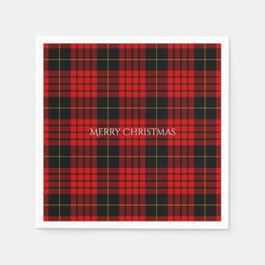 Kerst Tartan Plaid Vrolijk Kerstfeest Servet (Voorkant)