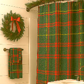 Kerst-Tartan Rood Groen Geruit  Douchegordijn