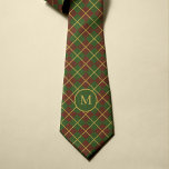 Kerst tartan rood groen goud monogram stropdas<br><div class="desc">Kerst elegante  traditionele stijl plaid tartan stropdas voor hem met een klassiek rood,  groen en goudpatroon en een gepersonaliseerde monogram naam initiaal letter.</div>