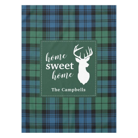 Kerst Tartan Sweet Home Clan Campbell Pset Tafelkleed (Voorkant)
