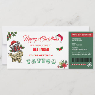 Kerst Tattoo Cadeaubon Kaart Voucher