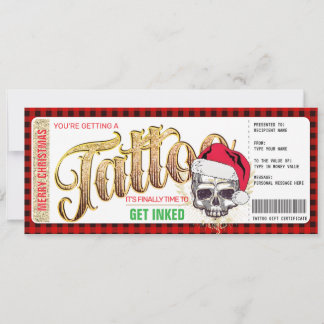 Kerst Tattoo Cadeaubon Kaart Voucher