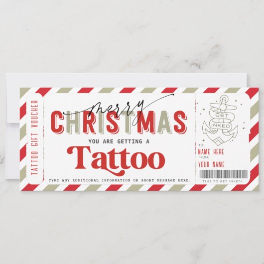 Kerst Tattoo cadeaubon Sjabloon idee Kaart (Voorkant)