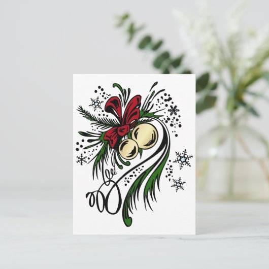 kerst-Tattoo Feestdagenkaart (Staand voorkant)