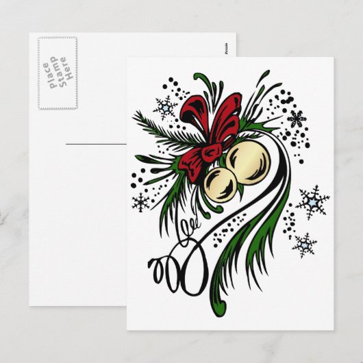 kerst-Tattoo Feestdagenkaart (Voorkant / Achterkant)