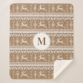 Kerst Taupe & Wit Noors Herten | Monogram Sherpa Deken (Voorkant)
