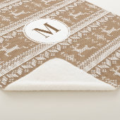 Kerst Taupe & Wit Noors Herten | Monogram Sherpa Deken (3/4)