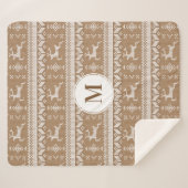 Kerst Taupe & Wit Noors Herten | Monogram Sherpa Deken (Voorkant (horizontaal))