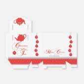 Kerst Tea Party Rode Kant Theepot Bedankdoosjes (Uitgevouwen)